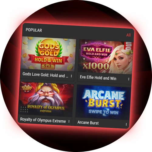 Filter through a wide variety of casino games using the easy navigation in the PariPulse app.