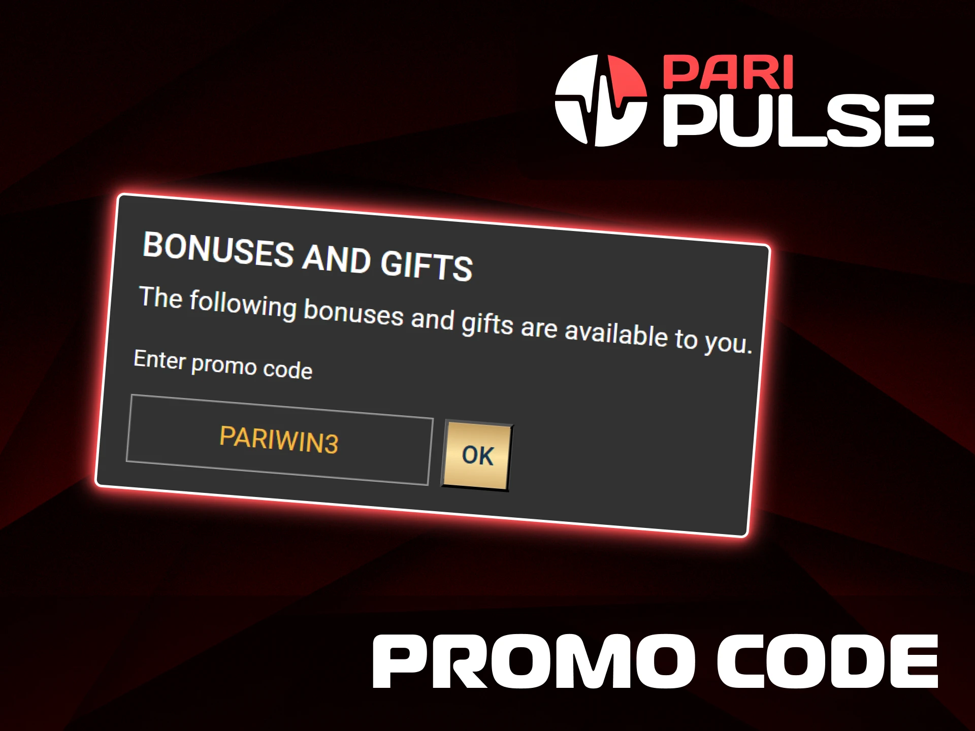 Enter your promo code in the pop-up window to unlock exclusive gifts at PariPulse.