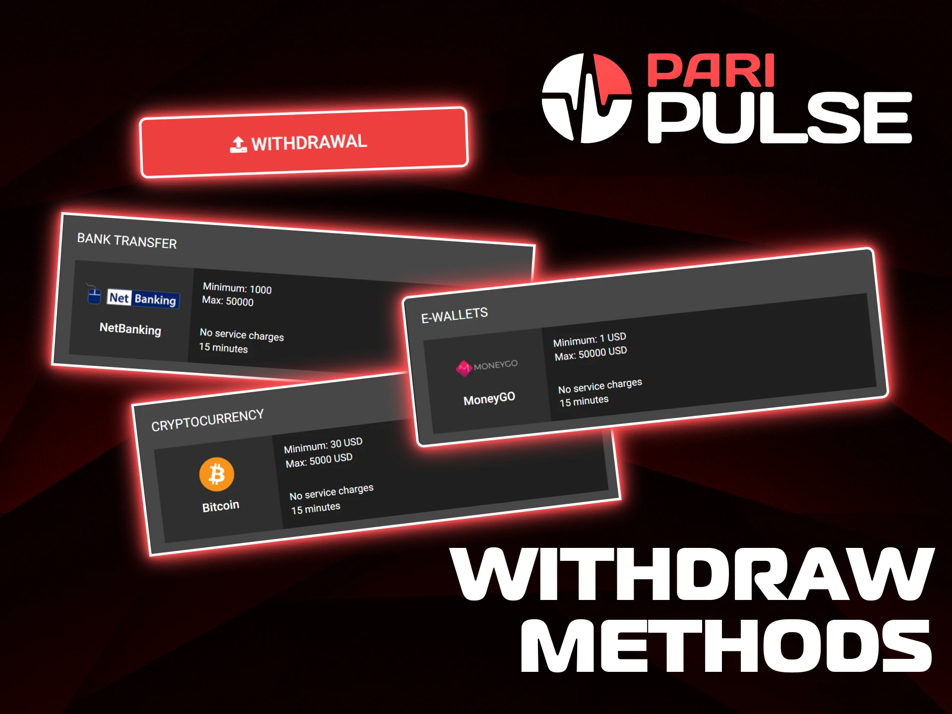Select your preferred withdrawal method to cash out winnings from PariPulse.