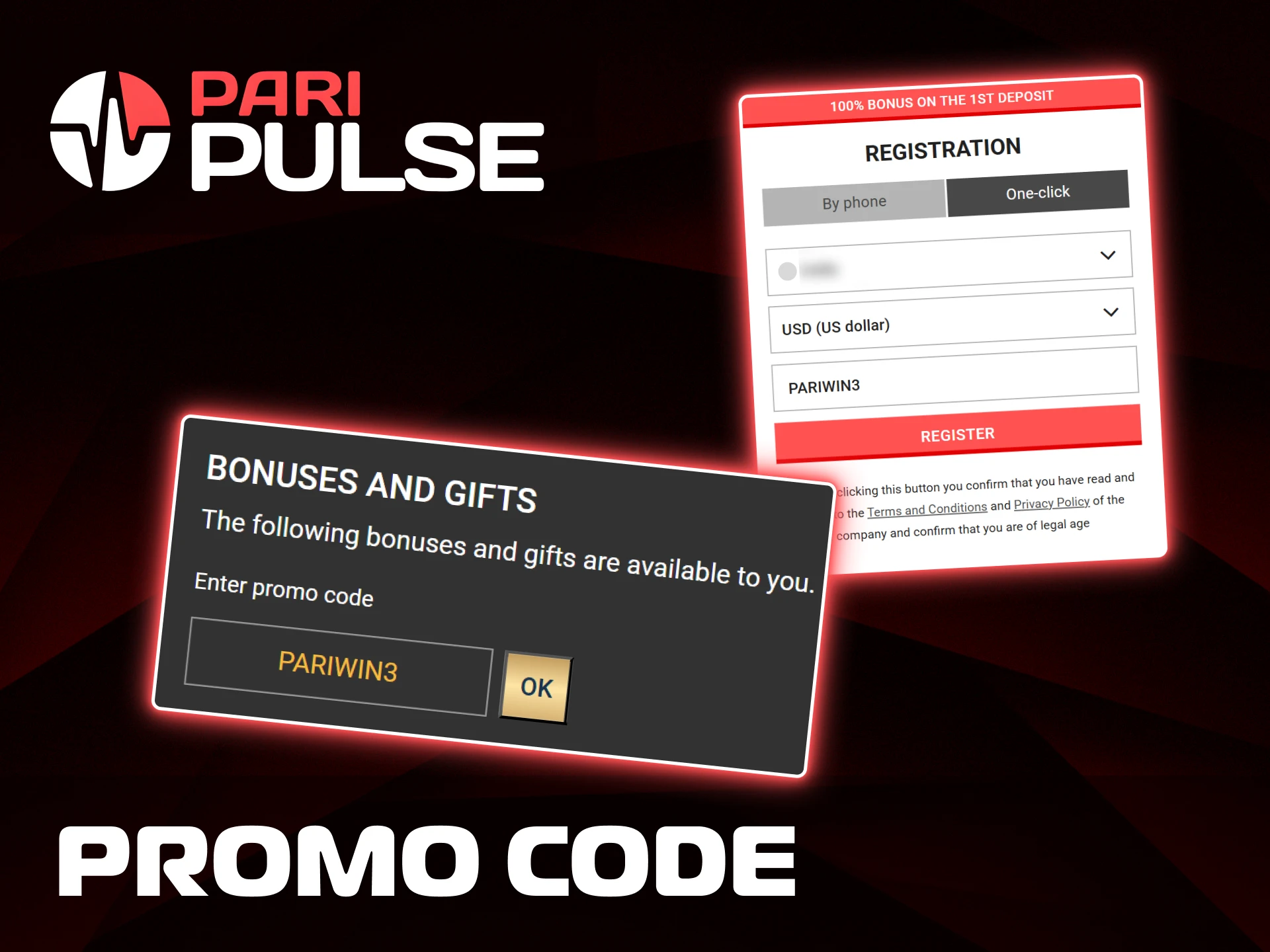 Enter a valid promo code to activate exclusive bonuses at PariPulse.