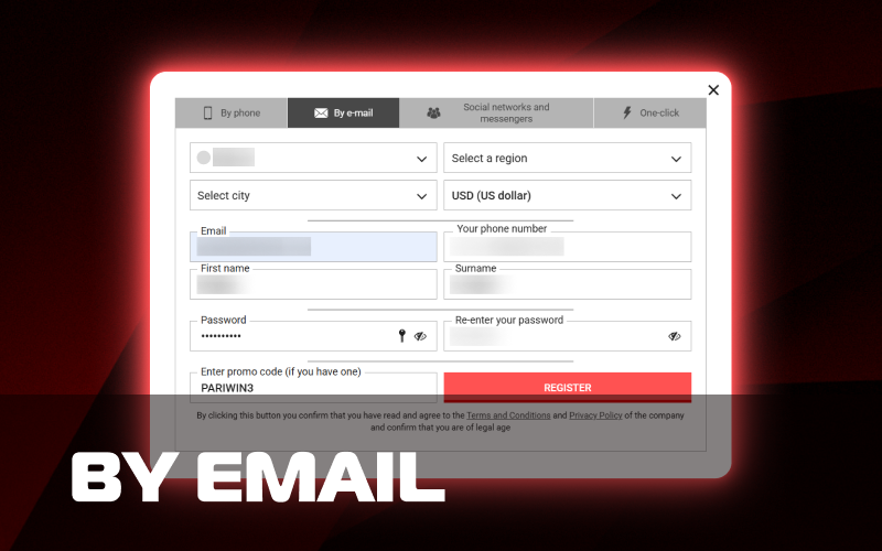 Register using your email address by filling in your personal details at PariPulse.