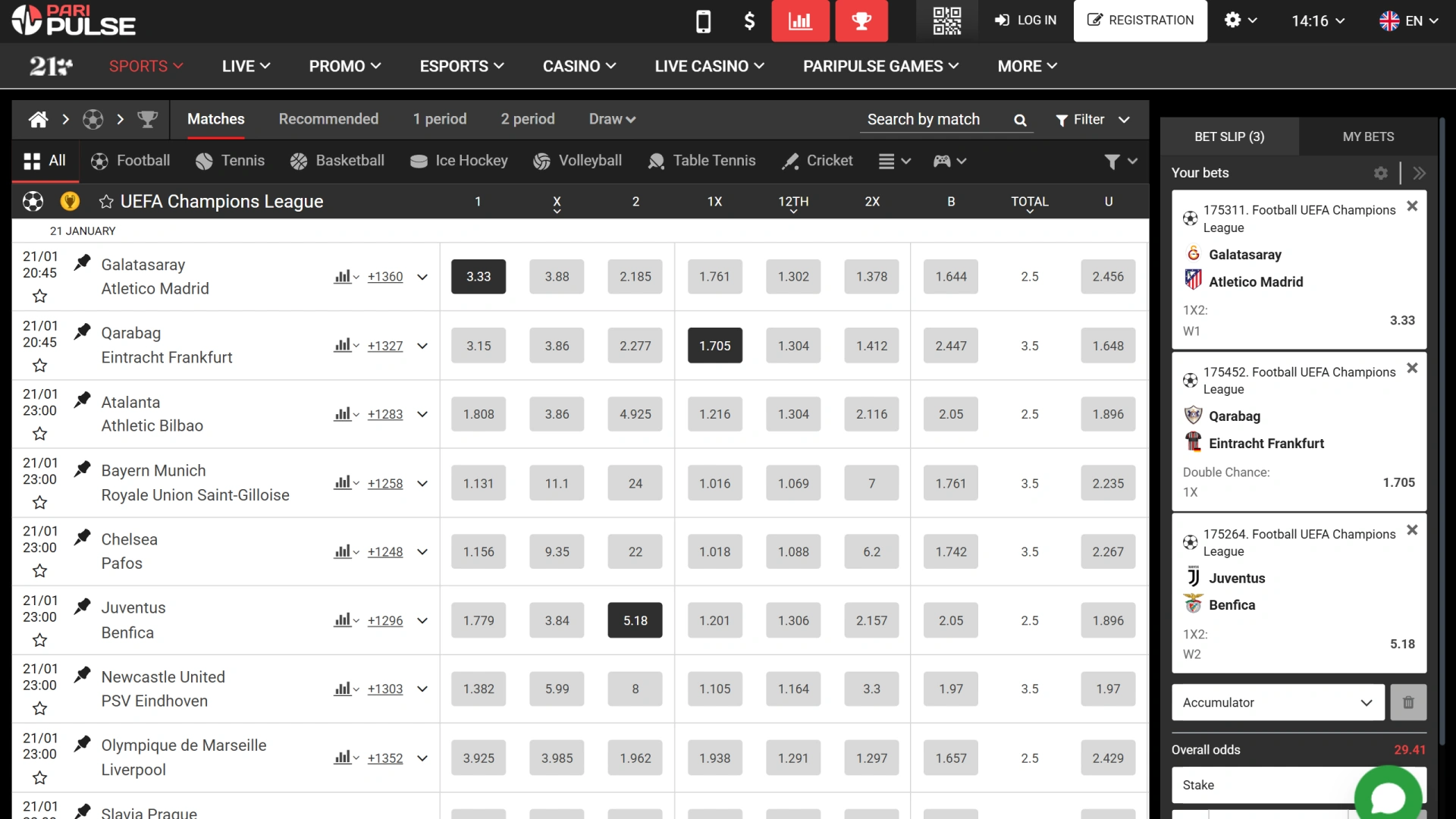 View live odds and place bets on your favorite teams in the PariPulse sportsbook.