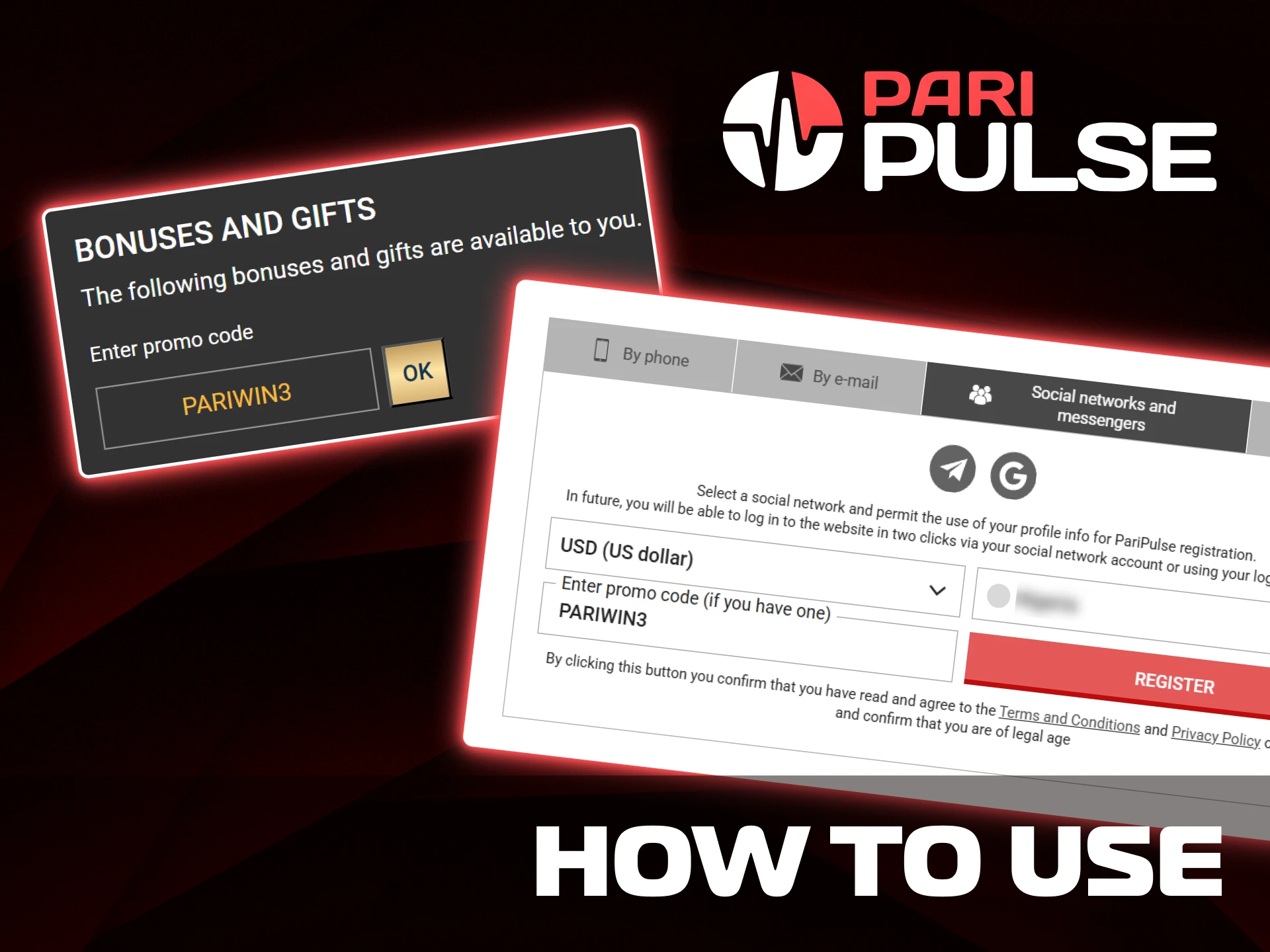 Apply your valid promo code during registration or in the deposit section at PariPulse.