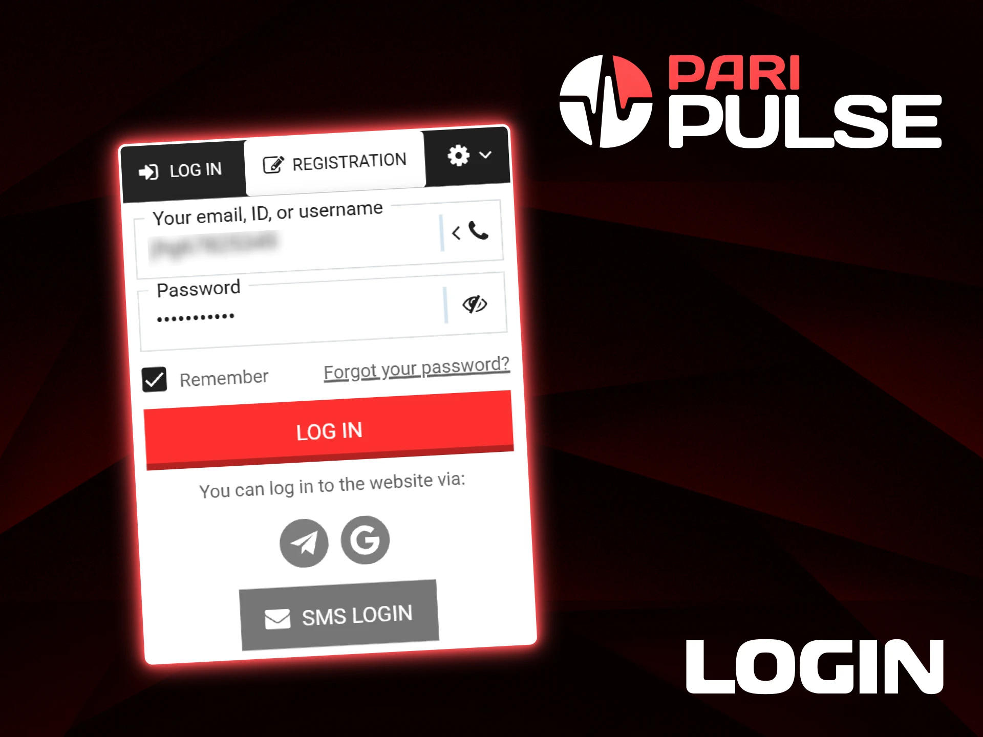 Enter your credentials in the login form to access your PariPulse profile.